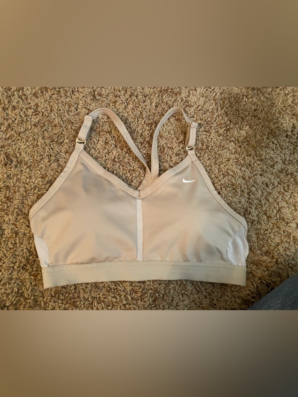 Nike Beige Adjustable-Strap Sports Bra